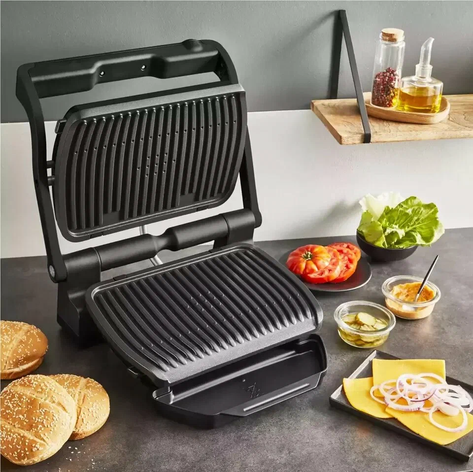 Умный электрогриль Tefal OptiGrill+ Intelligent Contact Grill GC717810, 6 автоматических программ, черный