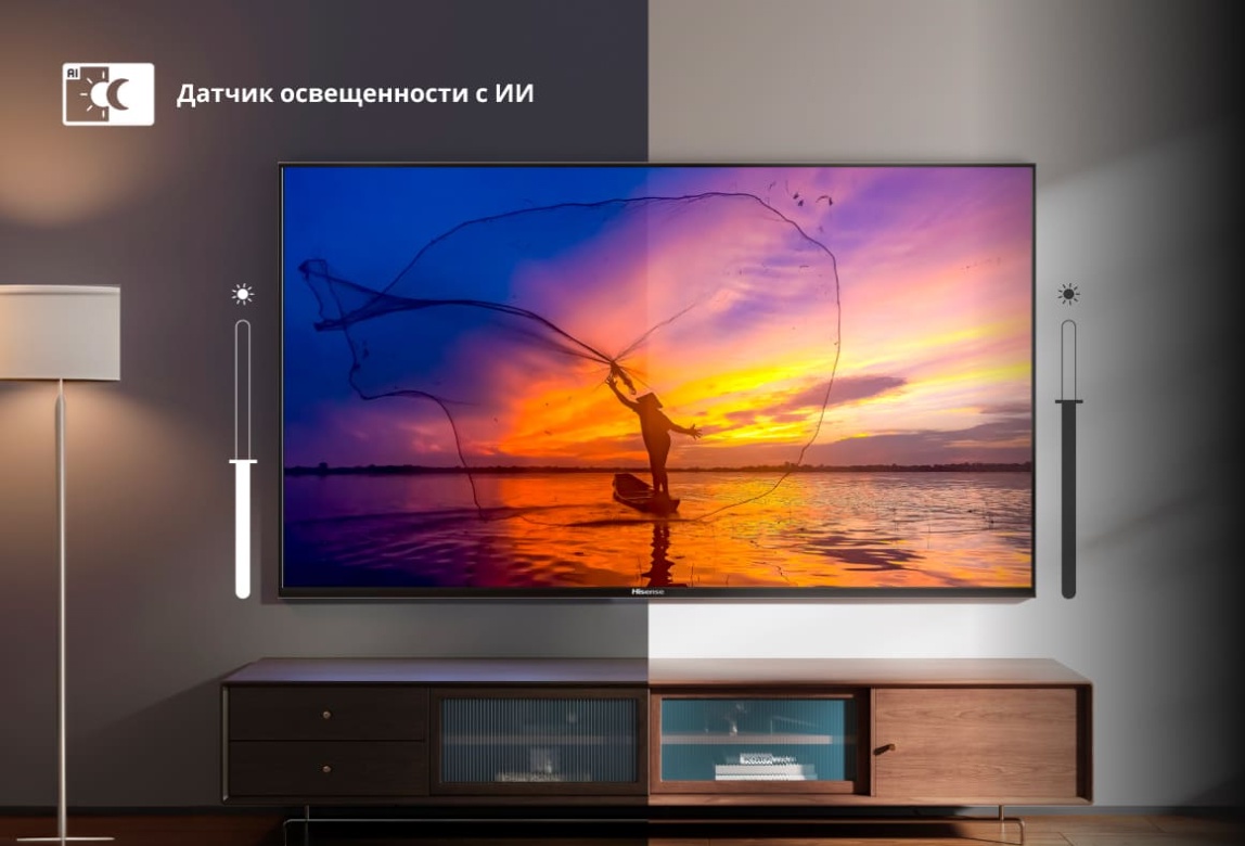 Hisense 43E7Q &mdash; интеллектуальная регулировка яркости и энергосбережение