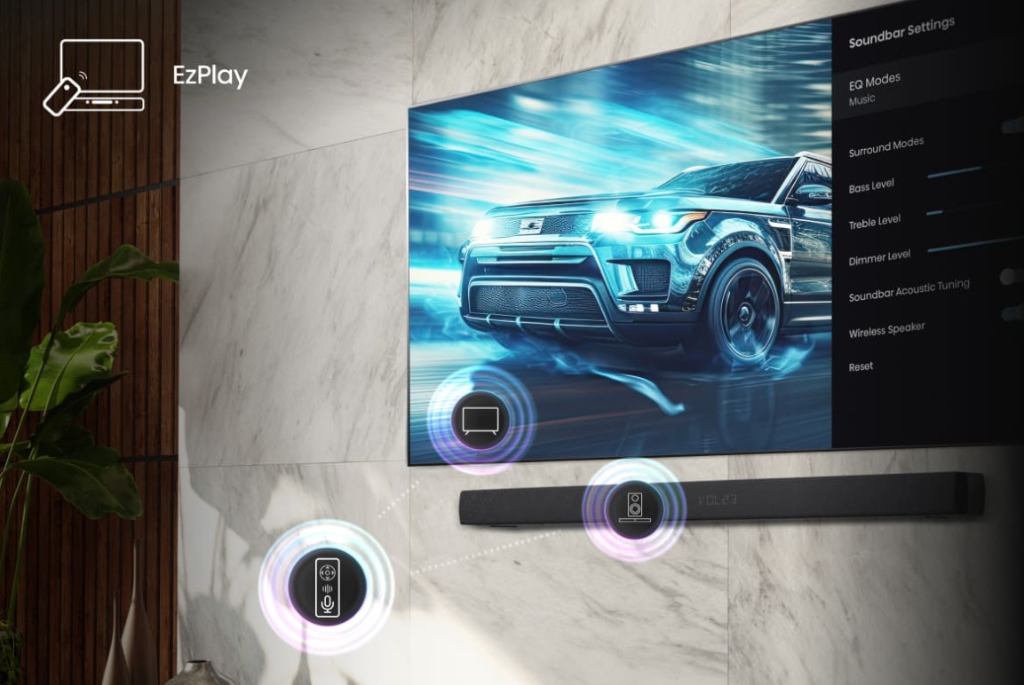 Hisense 43E7Q &mdash; EzPlay, управление саундбаром с пульта телевизора
