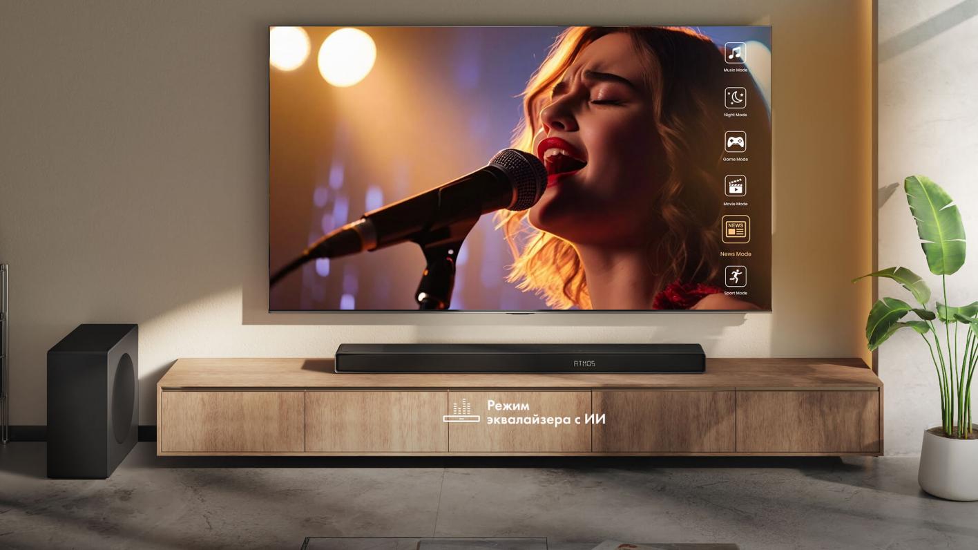 Hisense AX5140Q режимы звука Music Mode Night Mode Game Mode Movie Mode Sports Mode на экране телевизора