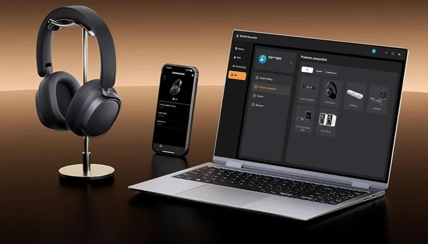 Edifier ES850NB — схема беспроводного и проводного подключения к смартфону и ноутбуку