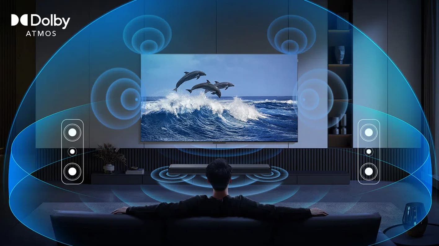 TCL S55H Dolby Atmos &mdash; схема расположения динамиков и звукового поля вокруг зрителя