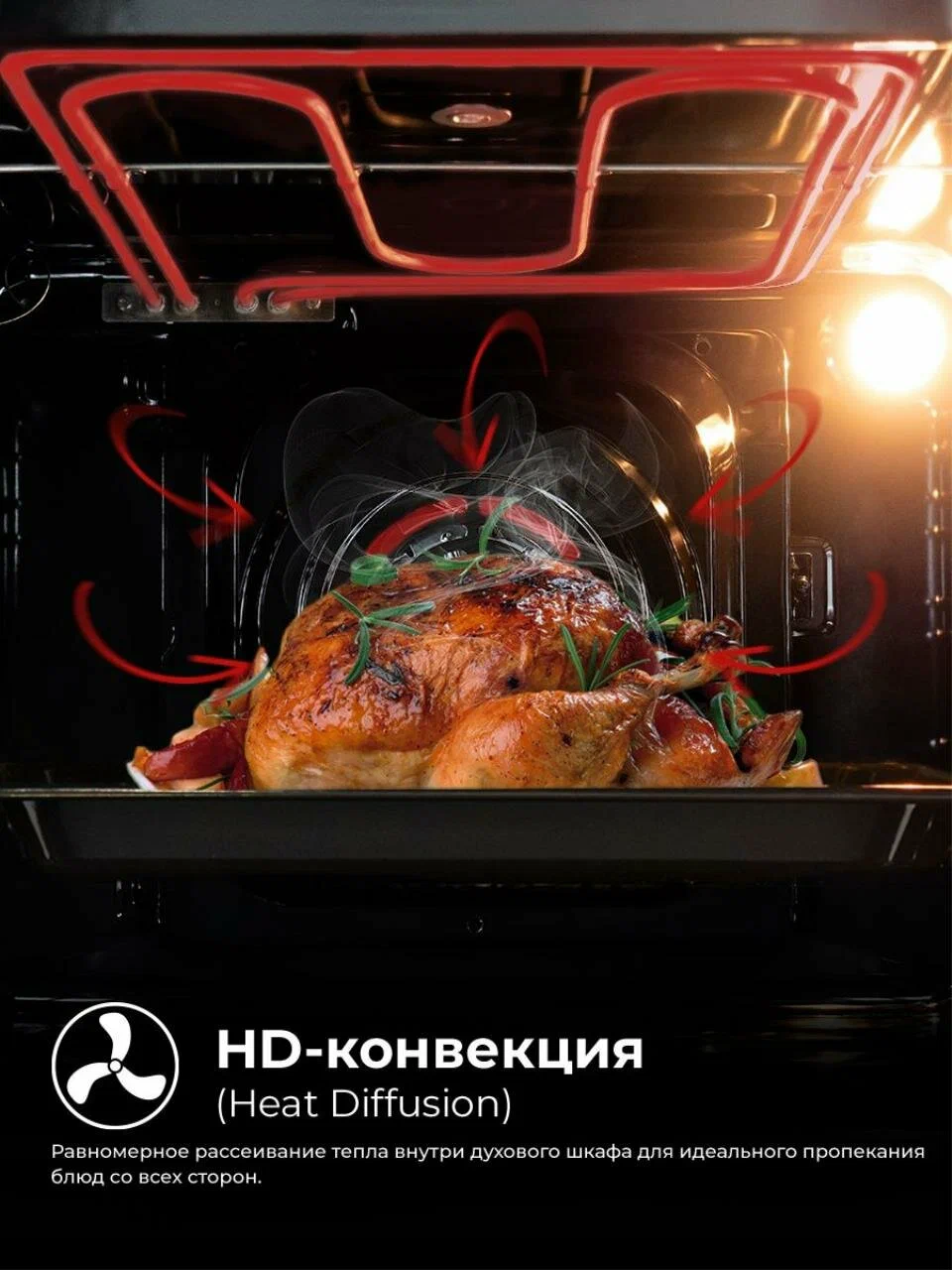 LEX EDS 101 WH внутренняя камера 61 л с конвекцией — равномерное распределение тепла
