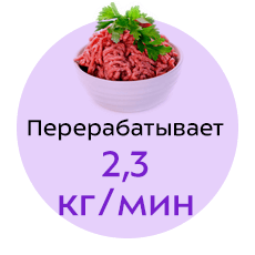 Kitfort КТ-2104 инфографика производительности 2,3 кг в минуту говяжий фарш