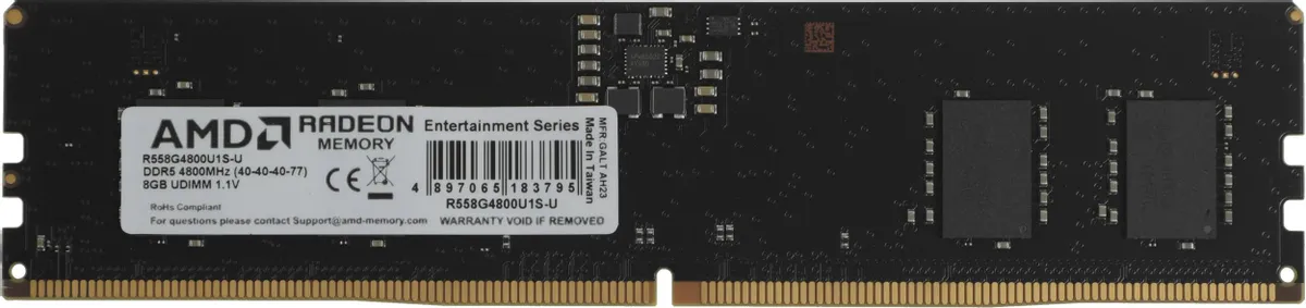 AMD Radeon R5 Entertainment R558G4800U1S-U DDR5 8ГБ модуль памяти DIMM вид спереди
