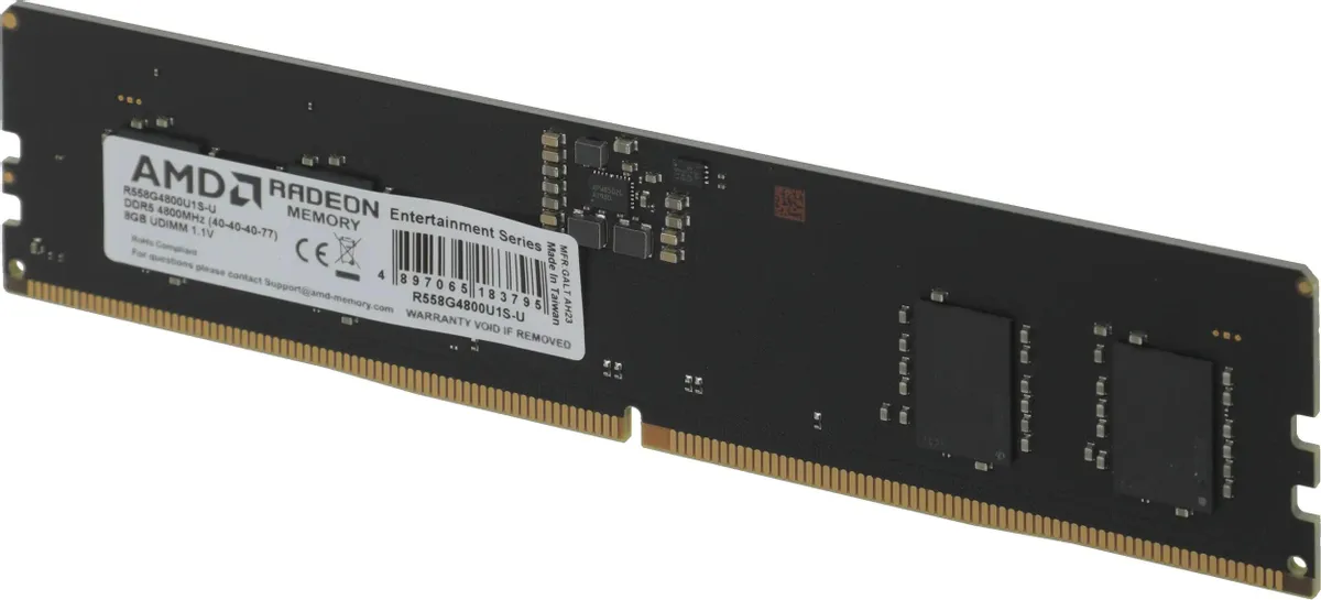 AMD Radeon R5 Entertainment R558G4800U1S-U DDR5 8ГБ 4800МГц установка в слот материнской платы