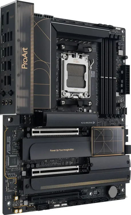 ASUS ProArt X870E-Creator WiFi материнская плата AM5 X870E вид сверху разъёмы