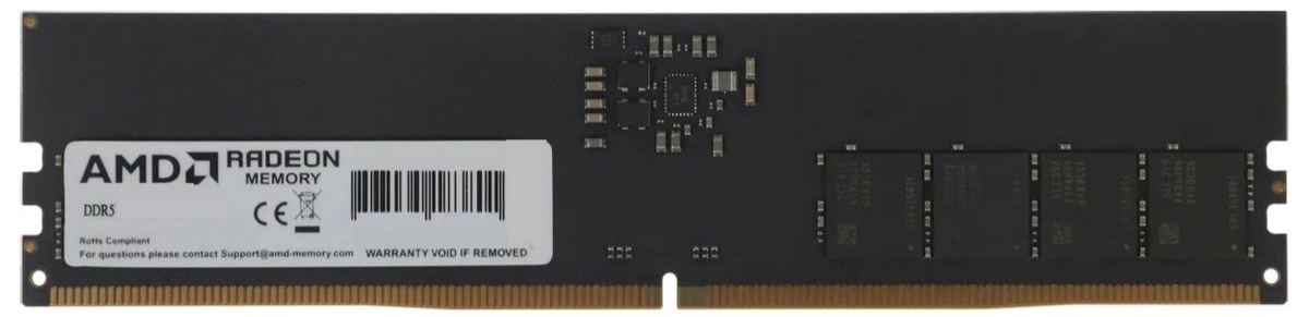 AMD Radeon R7 Performance Series R7532G6000U2S-U DDR5 32 ГБ 6000 МГц вид сверху с контактами и этикеткой