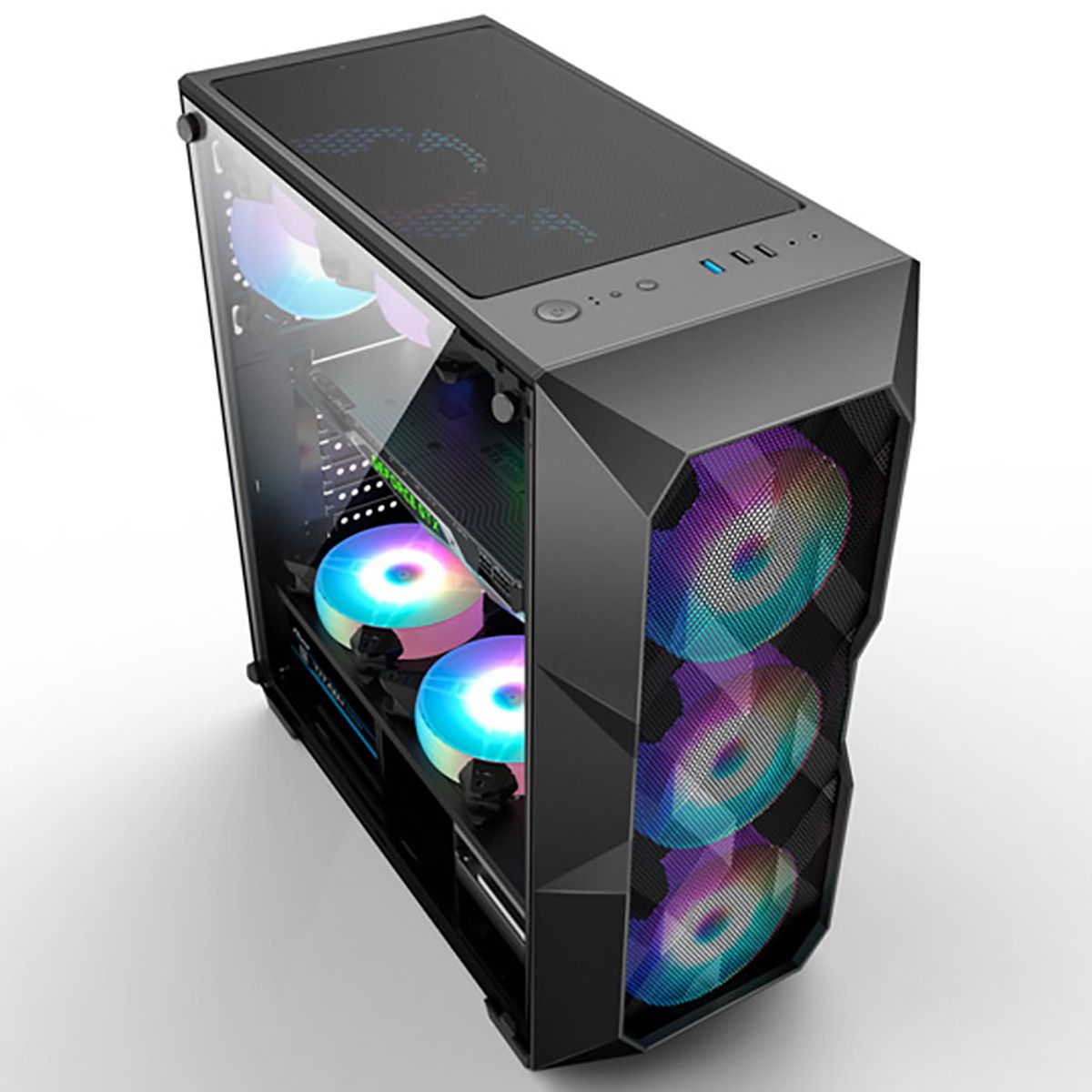 Alseye Big Jony B AS.07.0008 вид спереди под углом с RGB вентиляторами и верхней крышкой