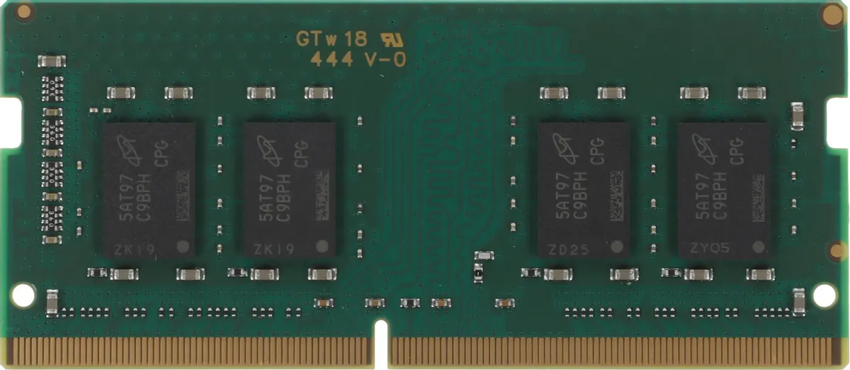 Crucial CB8GS3200 DDR4 SODIMM — обратная сторона модуля, микросхемы памяти на печатной плате