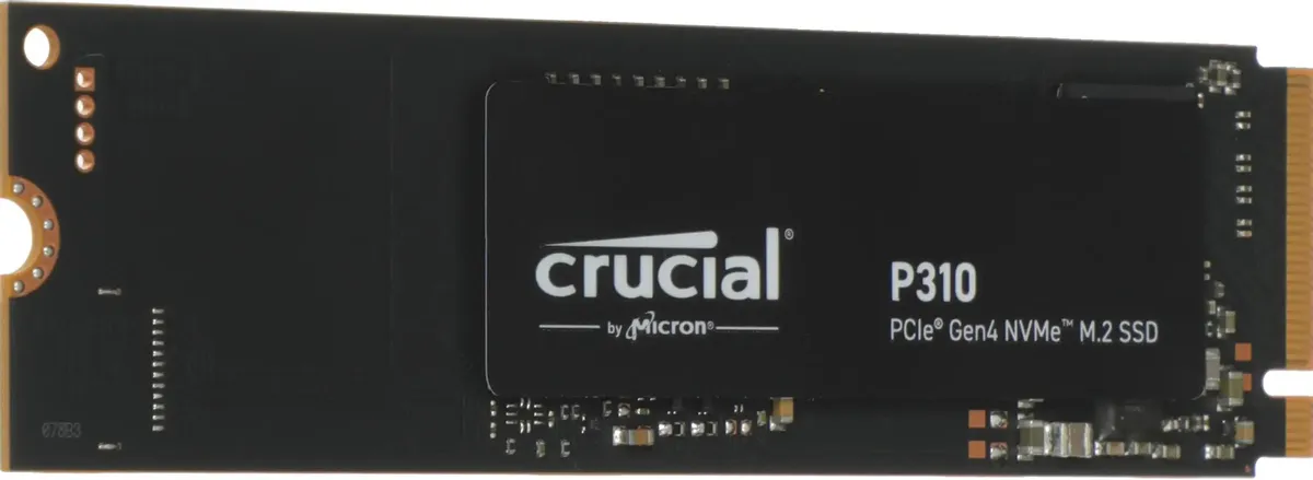 Crucial P310 1TB M.2 2280 PCIe 4.0 x4 NVMe вид сверху — компоненты и разъём