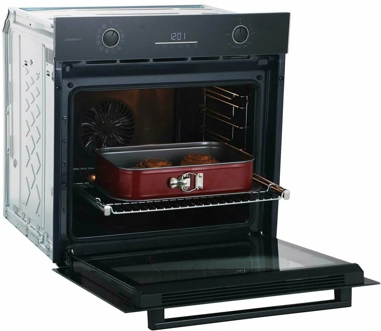 Beko BBIS17300BCS встраиваемый духовой шкаф открытая дверца цифровой дисплей 120°C чёрный корпус