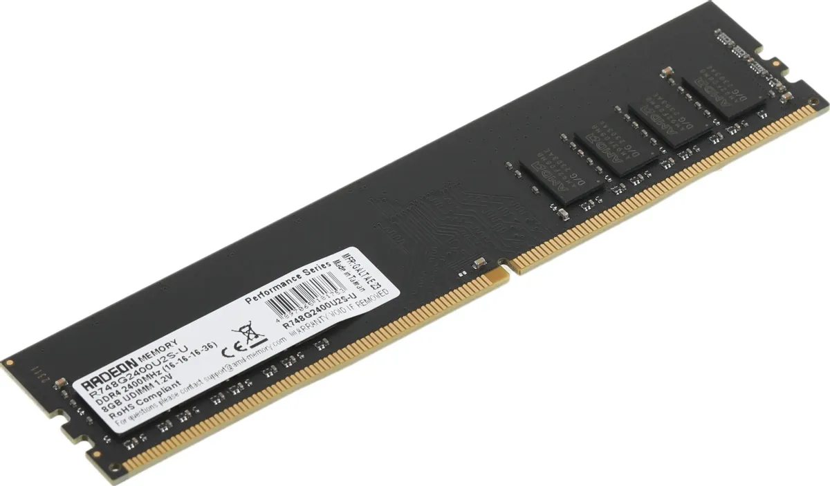 AMD Radeon R7 Performance R748G2400U2S-U модуль DDR4 8 ГБ золотистые контакты