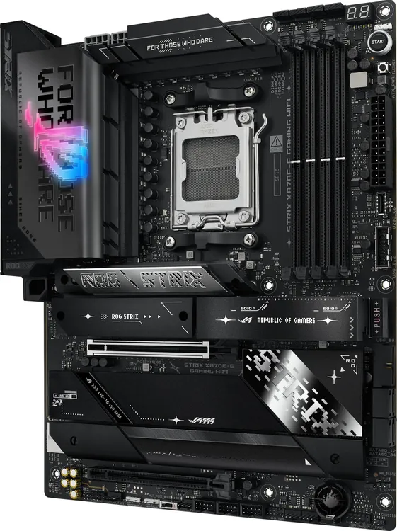ASUS ROG Strix X870E-E Gaming WiFi разъёмы M.2 SATA USB порты вид спереди