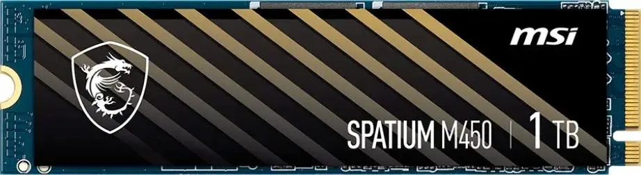 MSI SPATIUM M450 1TB полная длина SSD с золотыми контактами, фирменный дизайн в полоску