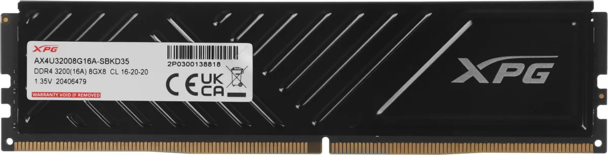 ADATA Gammix AX4U32008G16A-SBKD35 DDR4 установка в слот DIMM материнской платы