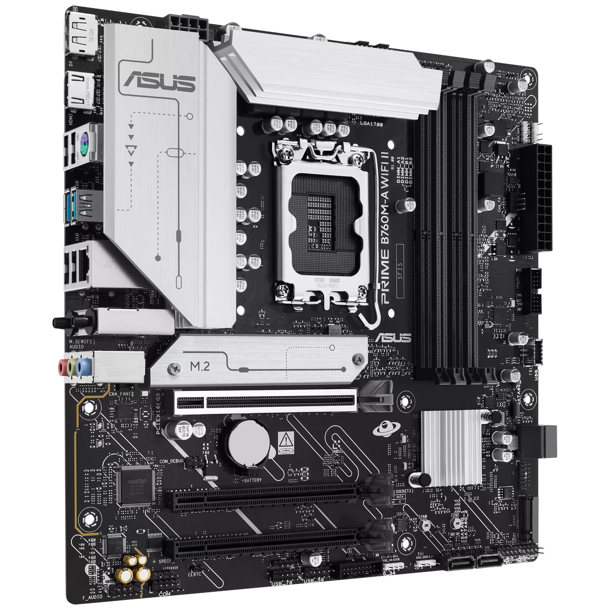 ASUS Prime B760M-A WiFi II полный вид материнской платы с сокетом LGA 1700 и слотами DDR5