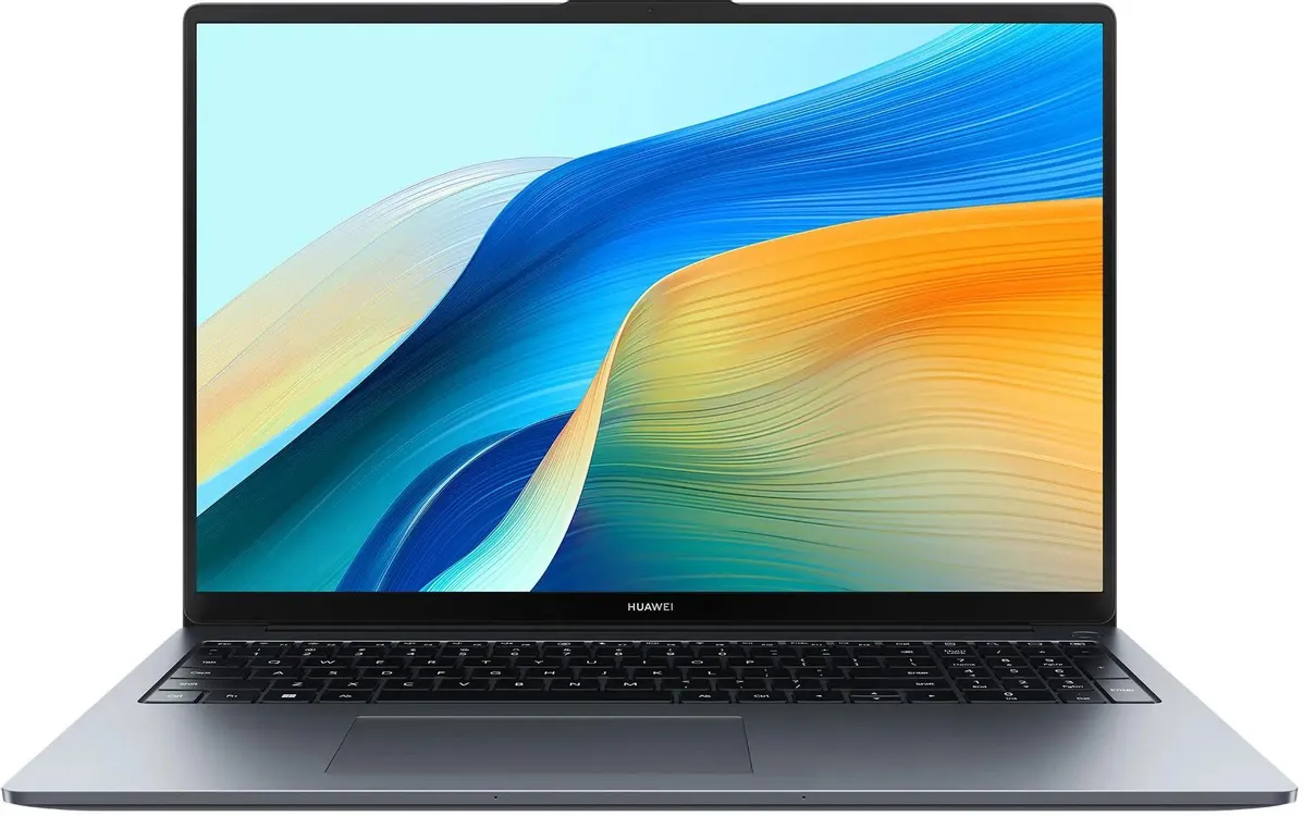 Huawei MateBook D16 53014QKW вид спереди — клавиатура, тачпад и качество экрана
