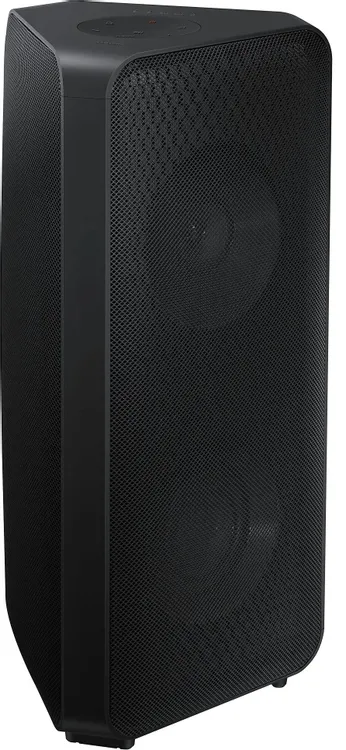 Samsung Sound Tower MX-ST40B боковой профиль — компактный чёрный корпус, видна глубина и сетка динамика