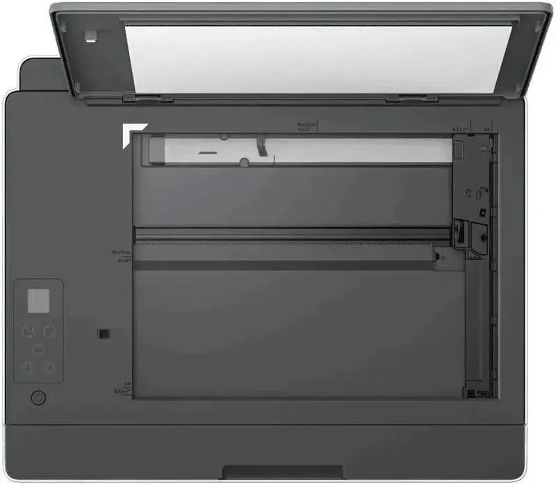 HP Smart Tank 520 1F3W2A — планшет сканера с откинутой крышкой
