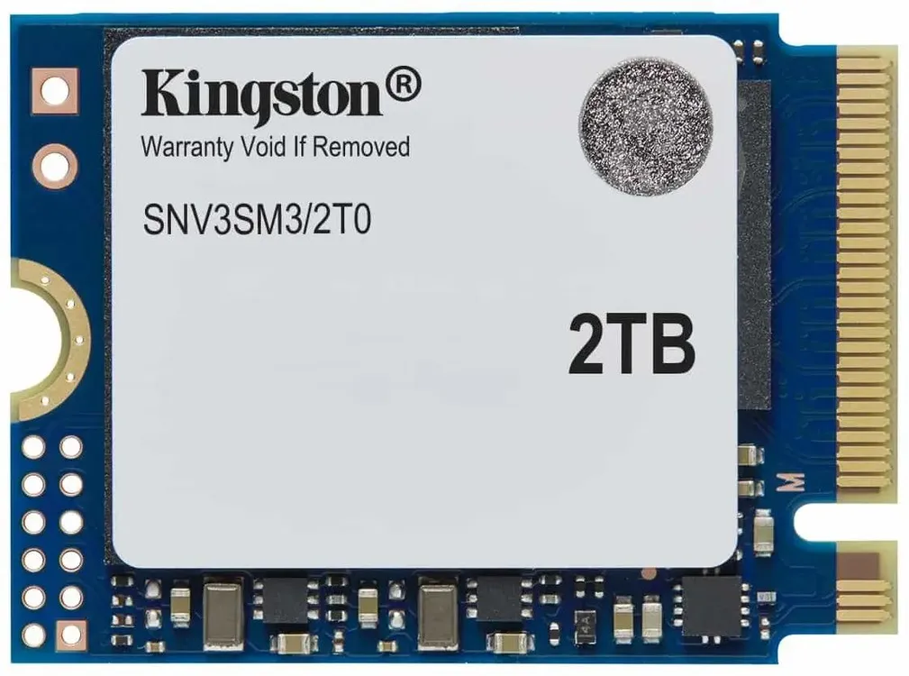Kingston SNV3SM3/2T0 2TB вид сверху M.2 плата электронные компоненты логотип Kingston