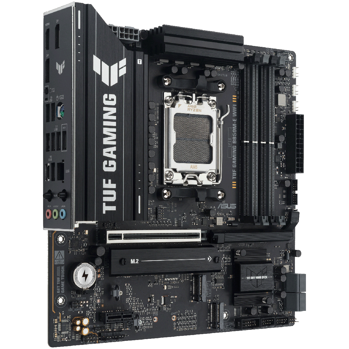 ASUS TUF Gaming B850M-E WiFi задняя панель USB Wi-Fi 6E DisplayPort HDMI