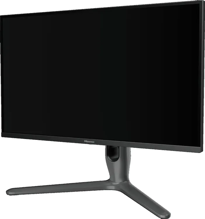 Hisense 27G7Q-PRO вид спереди-сбоку тонкий корпус конструкция подставки