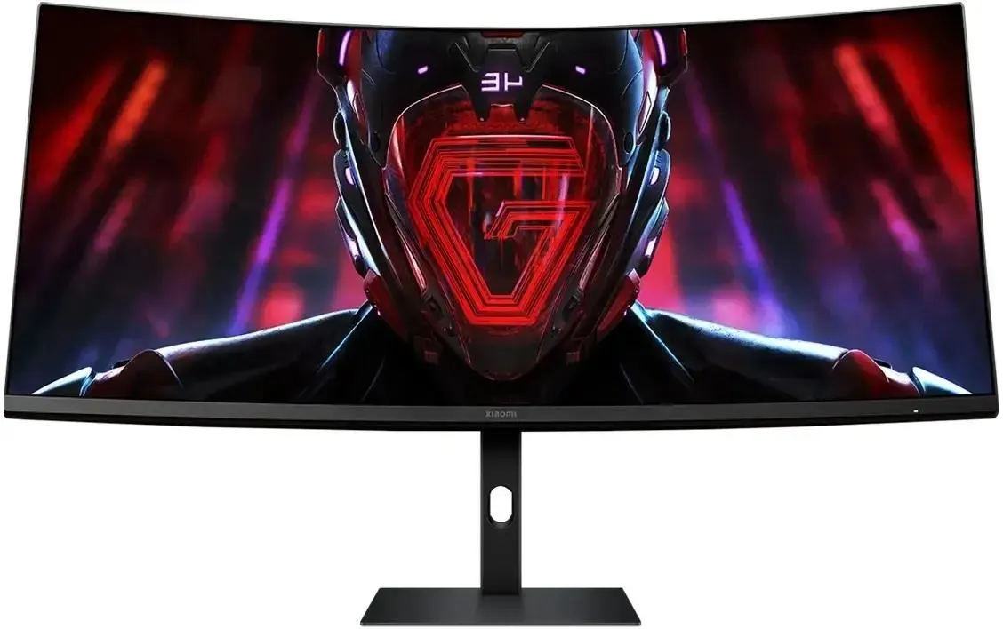 Xiaomi Curved Gaming Monitor G34WQi 2026 вид спереди изогнутый экран с игровым контентом