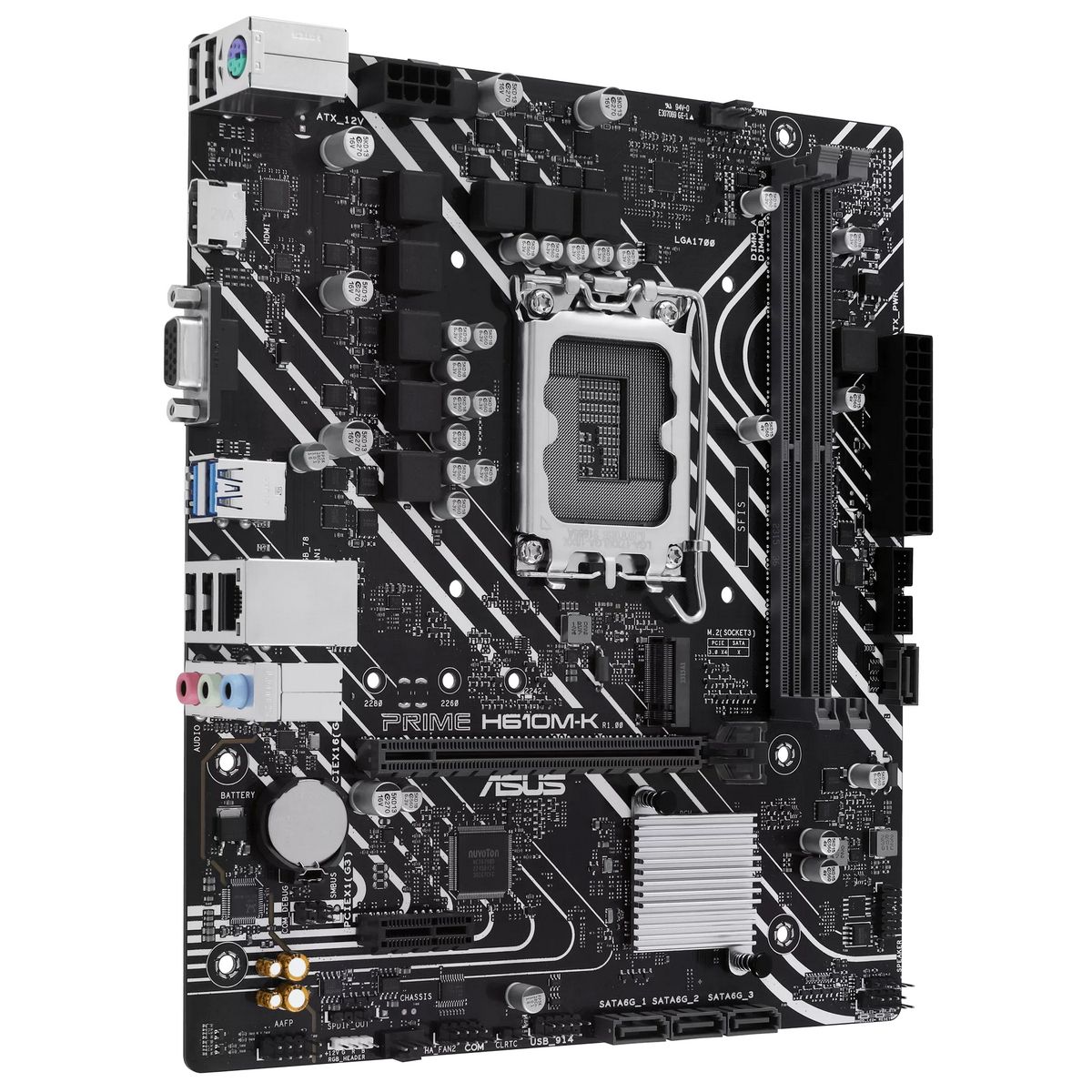 ASUS Prime H610M-K задняя панель порты USB HDMI VGA аудиовыходы 3.5 мм
