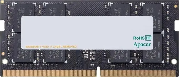 Apacer ES.32G21.PSI SODIMM DDR4 32 ГБ — вид сверху, микросхемы памяти и золотые контакты