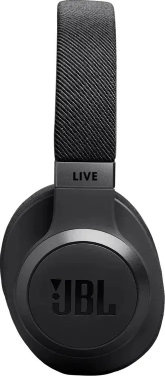 JBL Live 770NC — вид сбоку, сетчатая текстура оголовья и логотип JBL на чашке