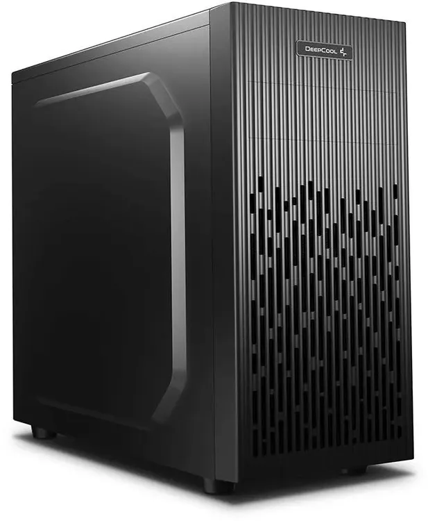 DeepCool MATREXX 30 SI вид сбоку — компактный корпус с рёбристой задней панелью и боковым закалённым стеклом