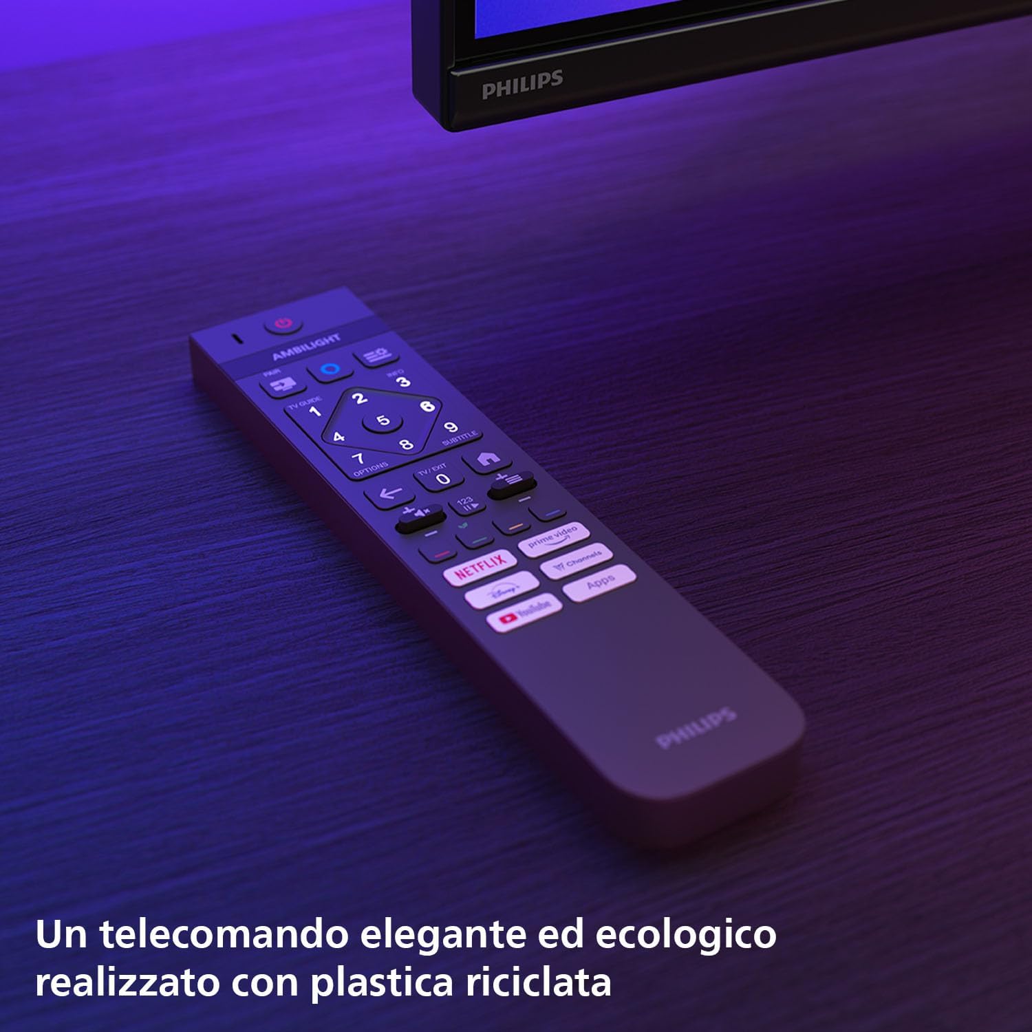 Philips 77OLED770 — телевизор на подставке в интерьере гостиной, вид спереди