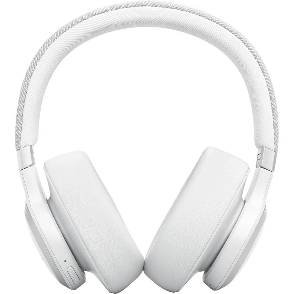 JBL Live 770NC вид спереди, мягкие амбушюры, сетчатое оголовье, элементы управления на чашках