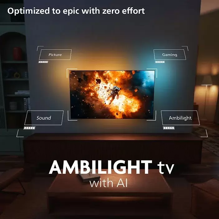 Philips 65OLED820 в интерьере гостиной &mdash; картинка, звук, игры и Ambilight