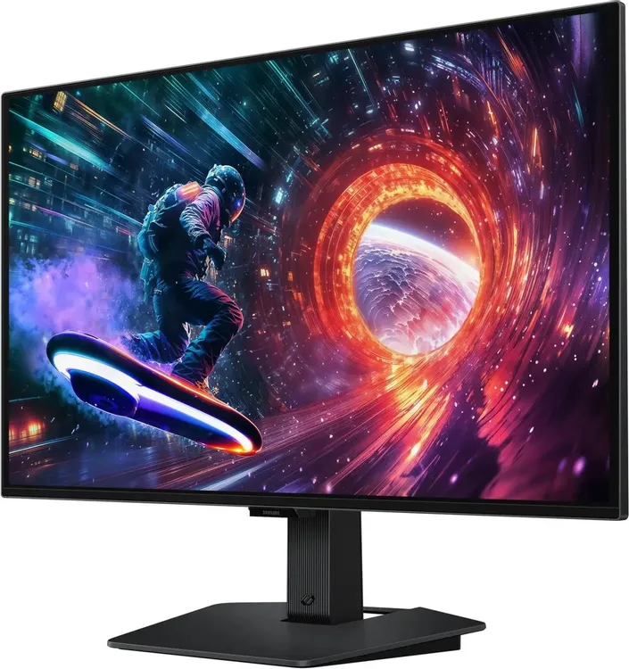 Samsung Odyssey S27FG502SIXCI боковой вид — тонкий OLED-корпус и глубина цветопередачи
