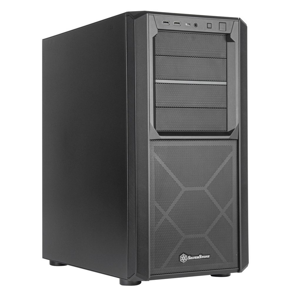SilverStone SST-SED1-B боковой вид — левая панель открыта, сетчатые элементы корпуса
