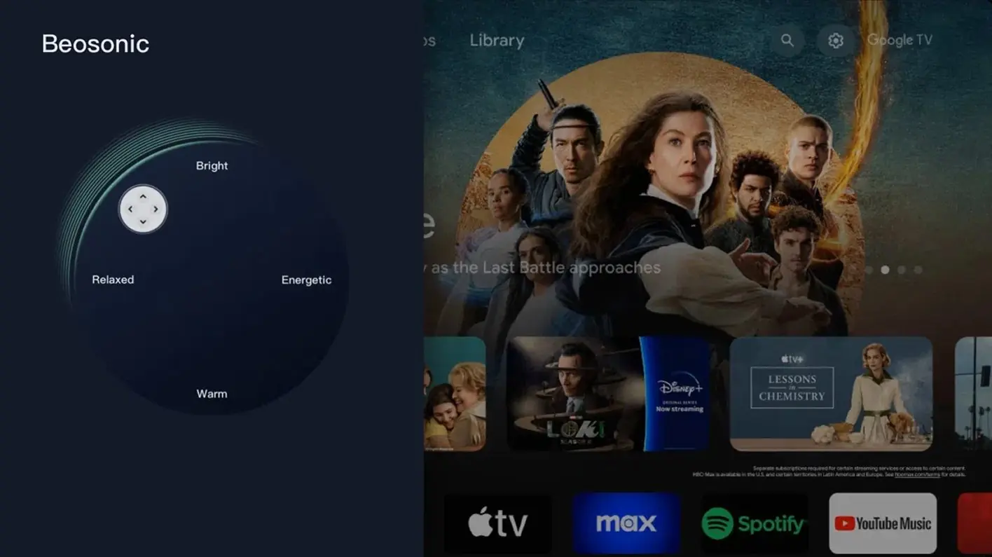 TCL 85C8K — интерфейс Beosonic для настройки звука в реальном времени