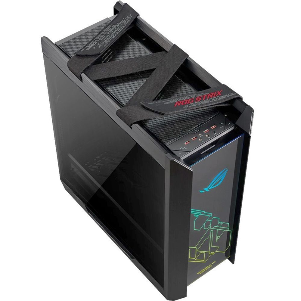 ASUS ROG STRIX HELIOS GX601 верхняя панель с разъёмами USB и кабель-менеджментом