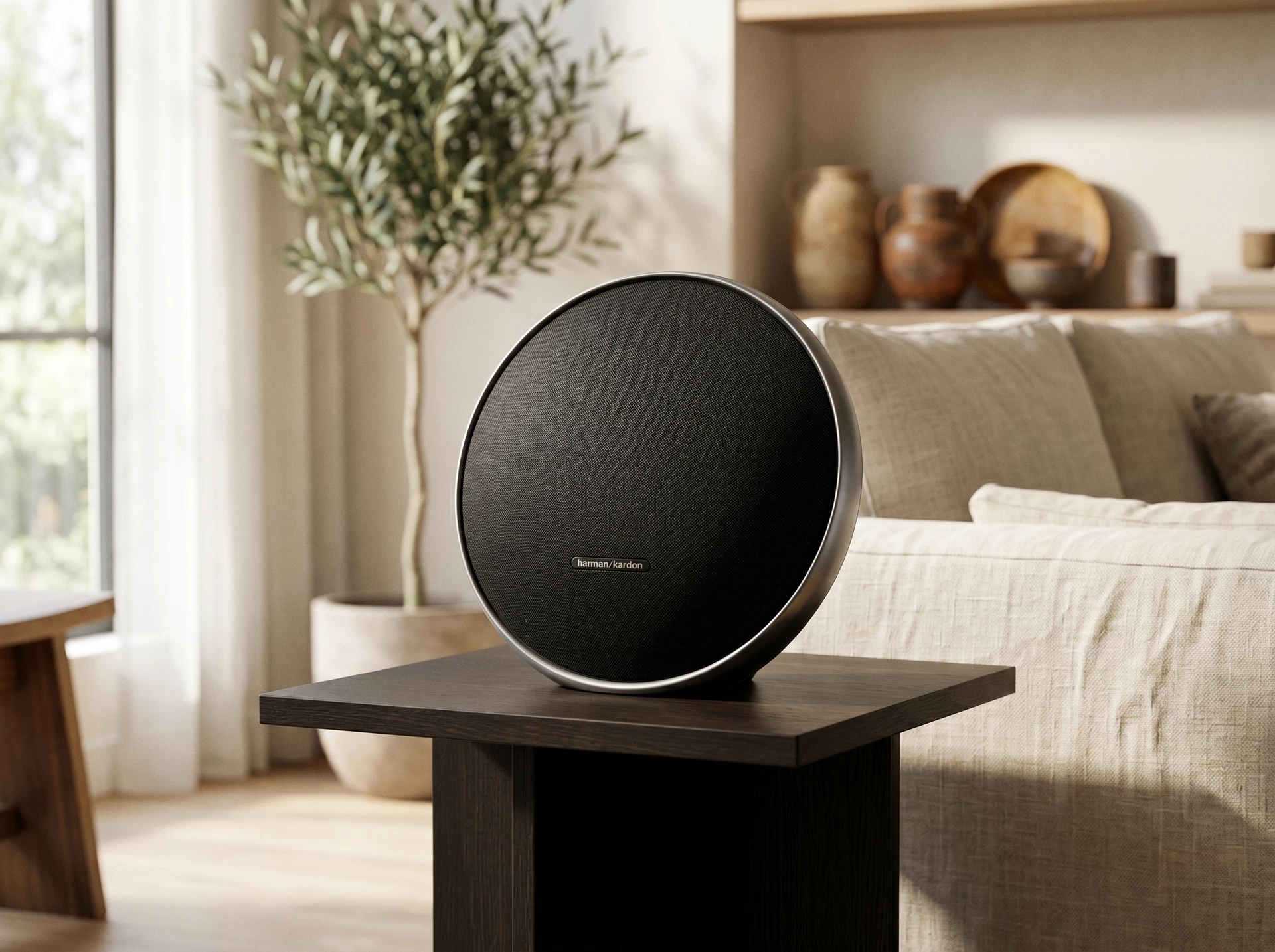 Портативная акустика Harman Kardon Onyx Studio 9 черный - фото в интерьере