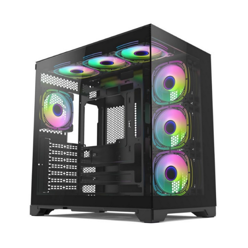 Forza FZ-G42A вид спереди — RGB-вентиляторы и прозрачная боковая панель из закалённого стекла