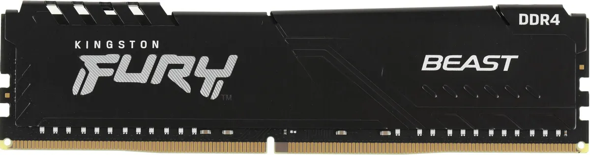 Kingston FURY Beast DDR4 KF432C16BB1/16WP модуль памяти вид спереди чёрный радиатор