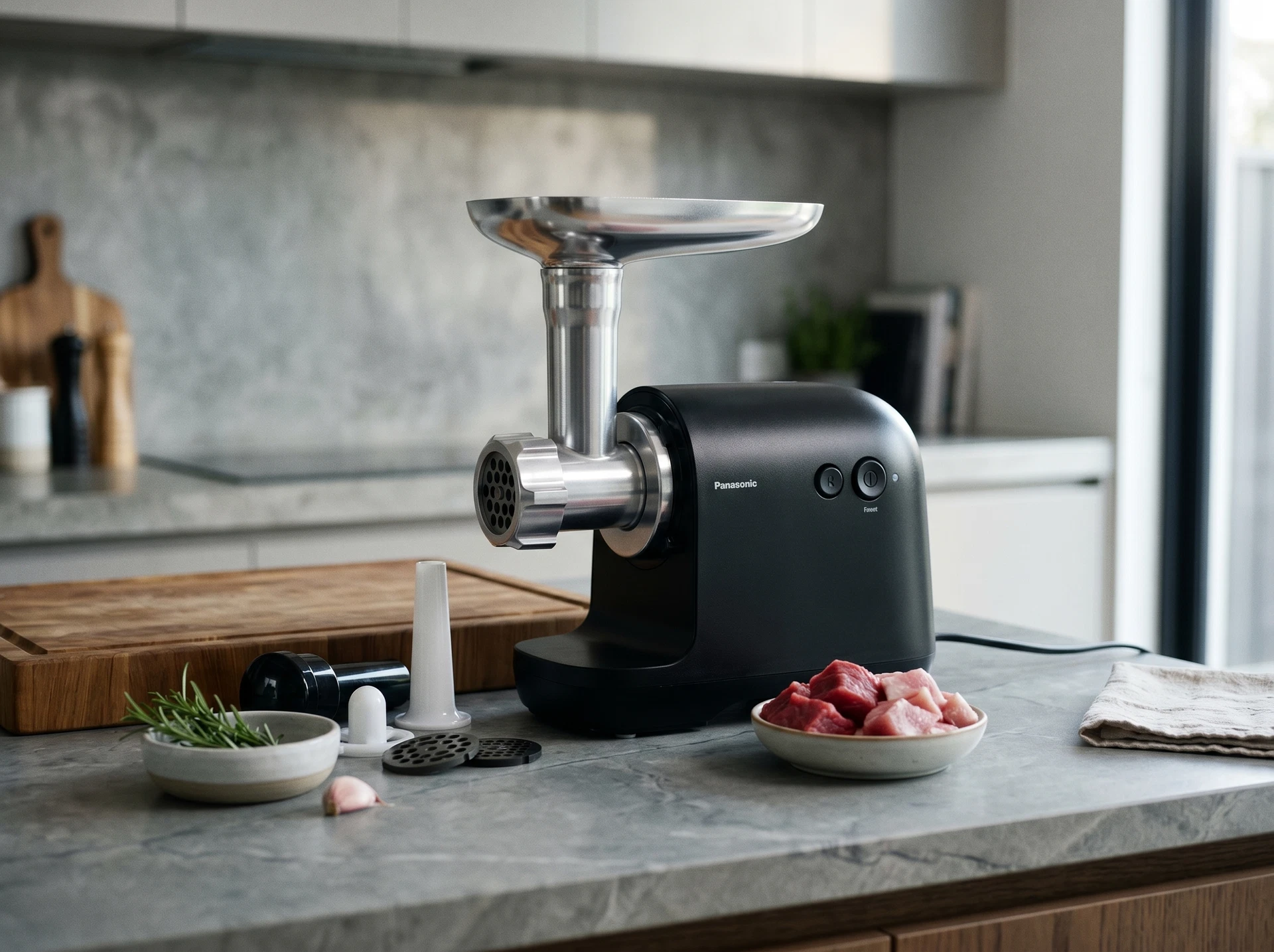Мясорубка Panasonic MK-GX1710KTQ черная на кухне приготовление домашнего фарша