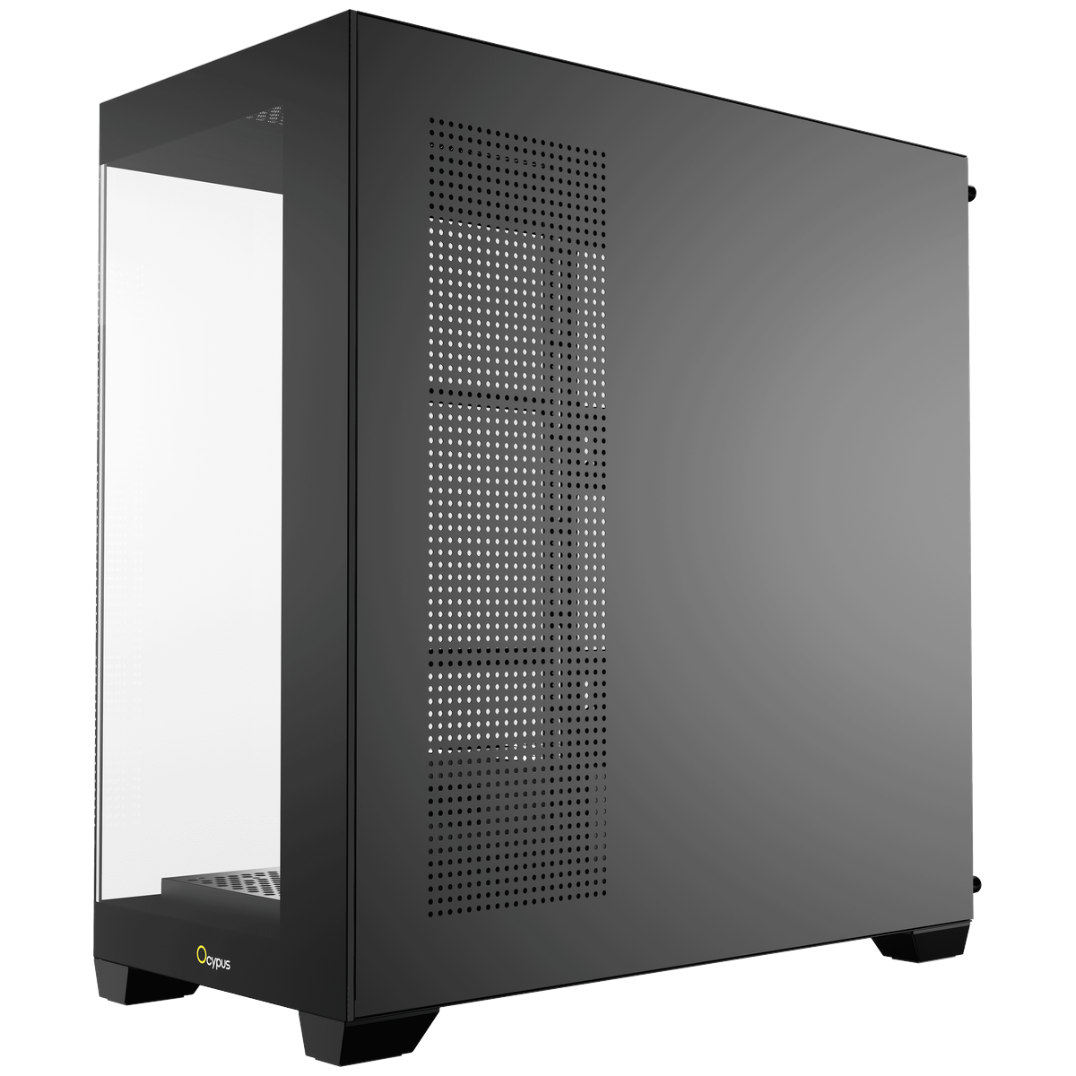 Ocypus Gamma C72 боковой профиль — вентиляционная сетка, полупрозрачное стеклянное окно, логотип Ocypus