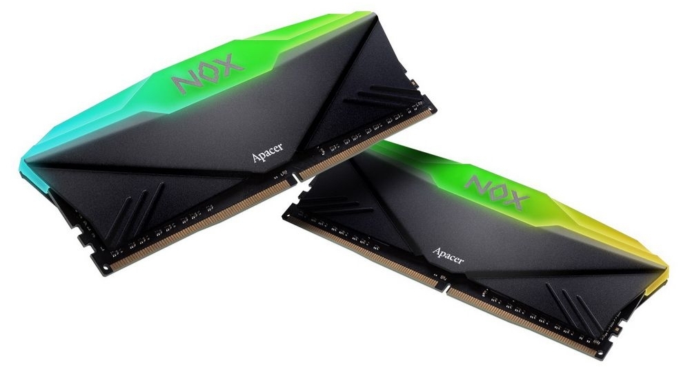 Apacer Nox AH4U16G36C25YNBAA-2 DDR4 3600 МГц чёрный радиатор RGB-подсветка крупный план