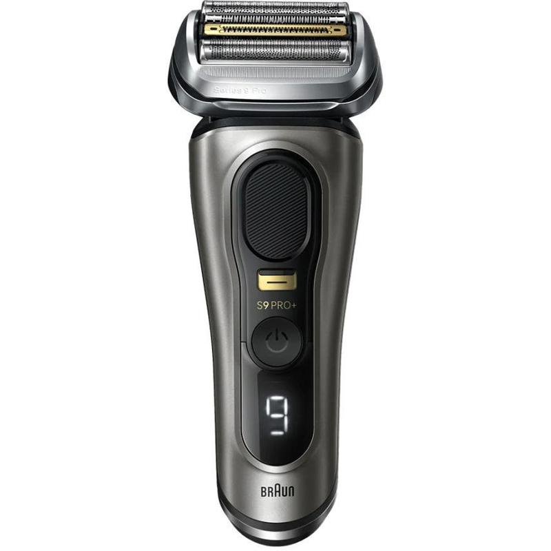 Braun 9515s Series 9 Pro+ вид спереди &mdash; сеточная головка, дисплей и кнопка питания