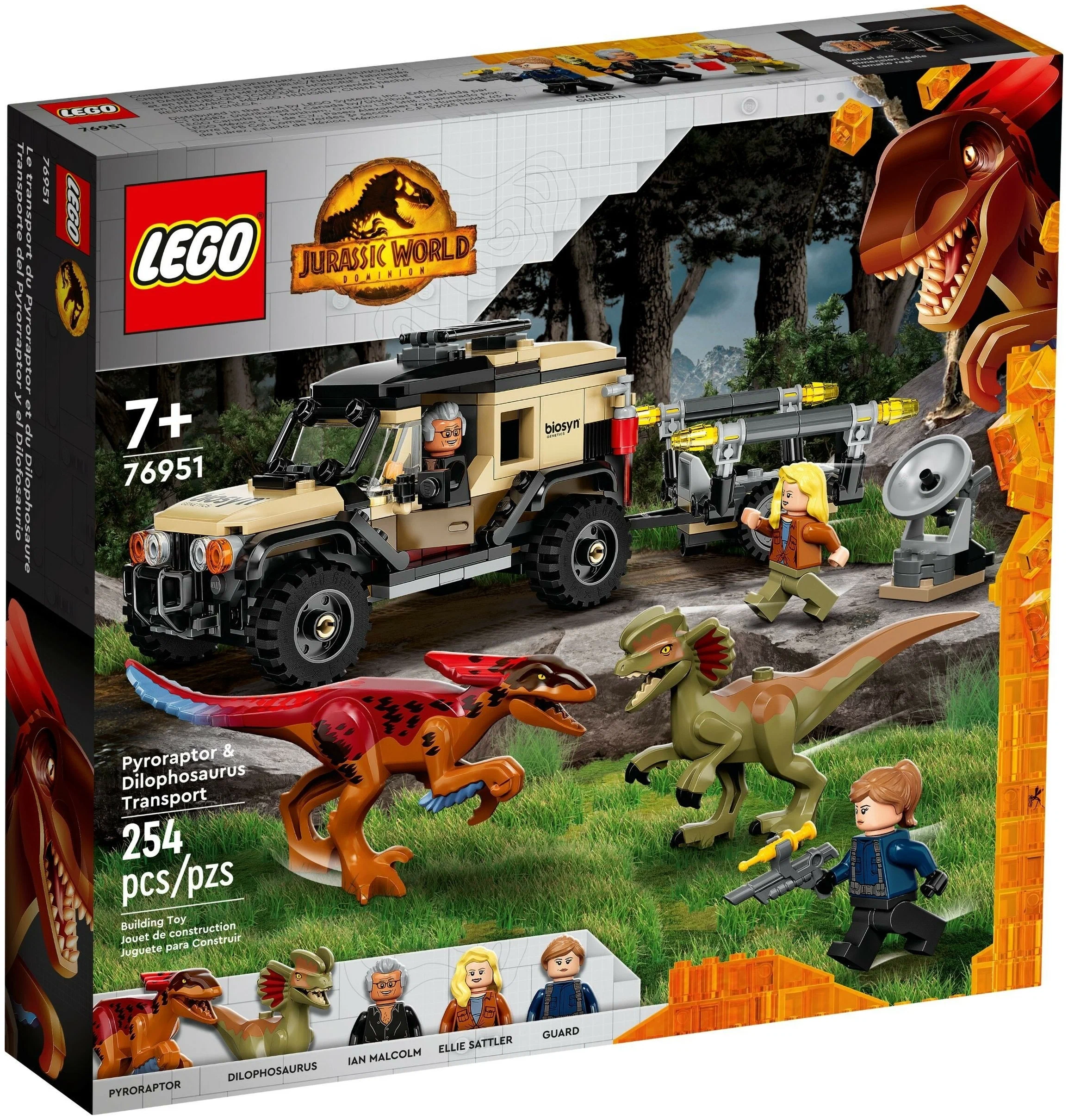 Конструктор LEGO Jurassic World Транспорт пирораптора и дилофозавра 76951