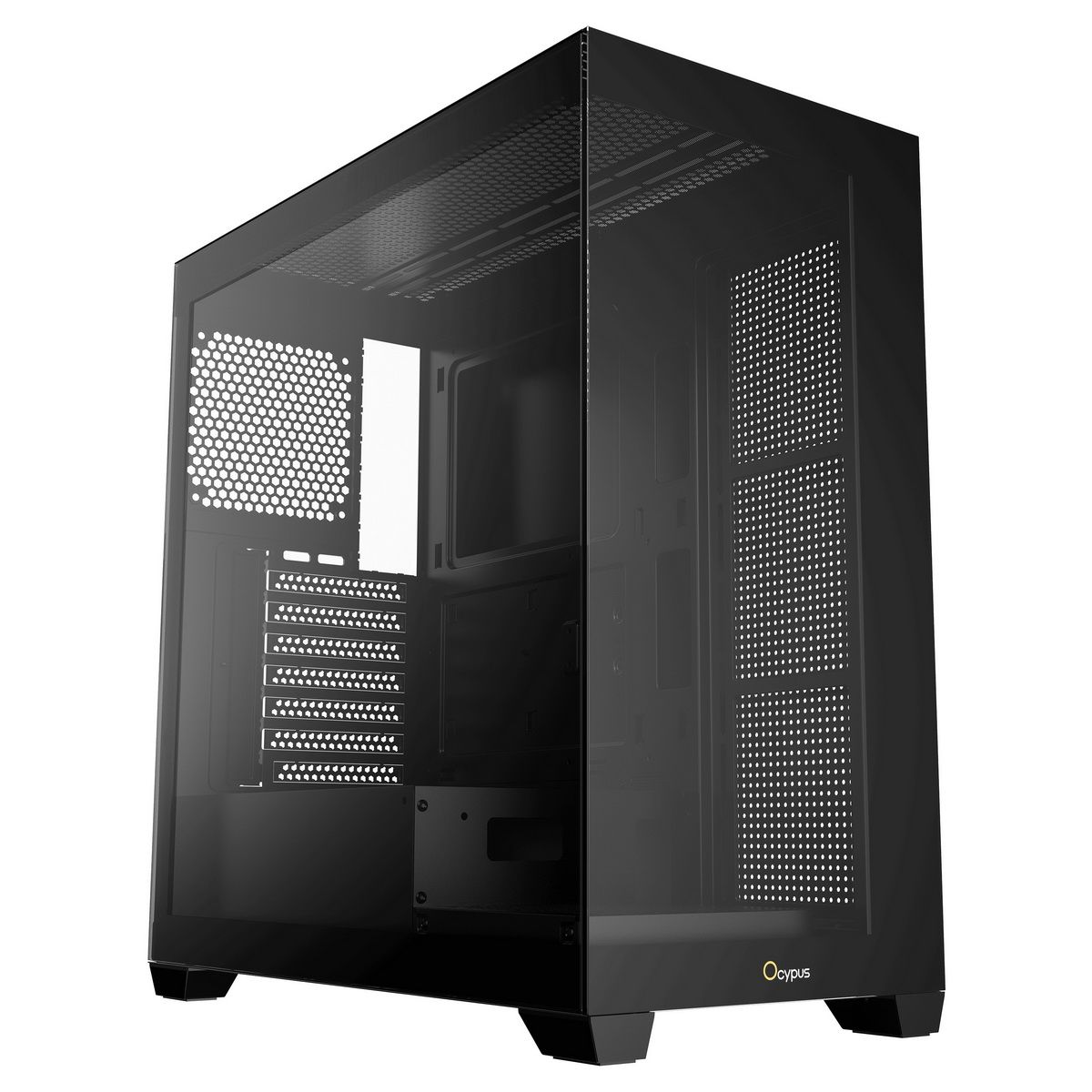 Ocypus Gamma C72 BK вид спереди закалённое стекло фронтальная панель