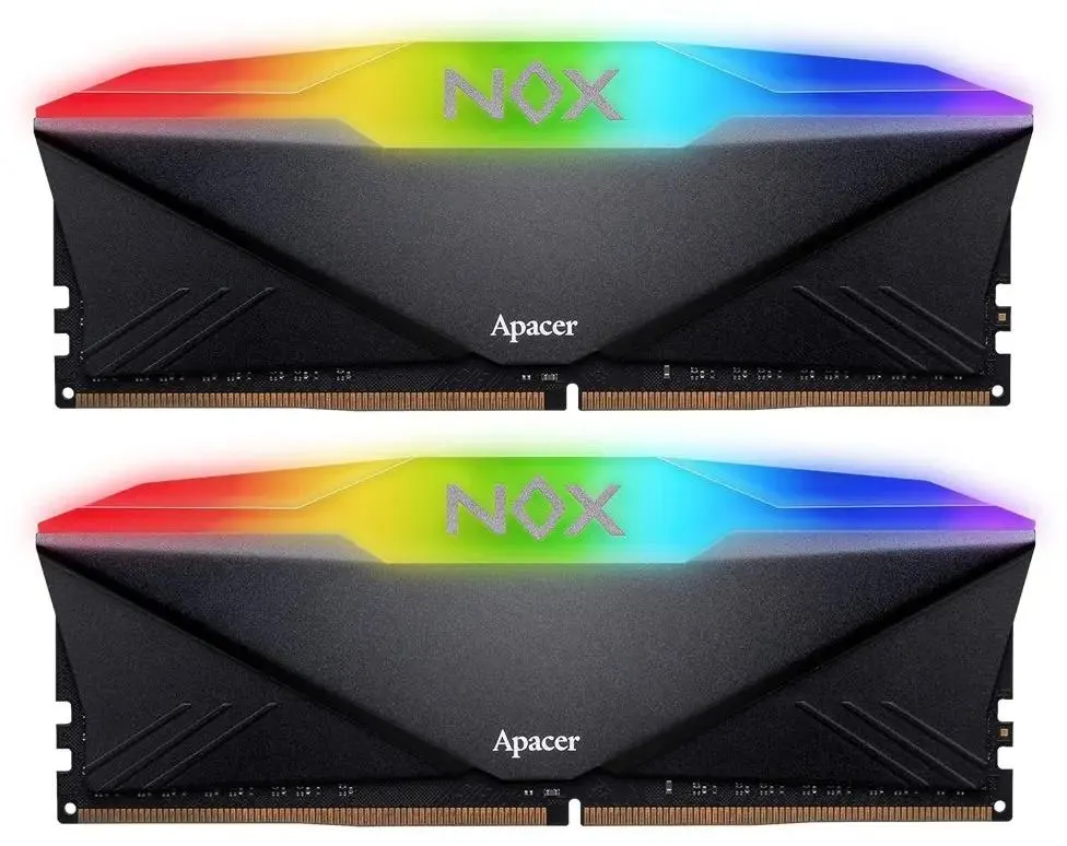 Apacer Nox AH4U16G32C28YNBAA-2 DDR4 16 ГБ чёрный радиатор RGB-подсветка крупным планом