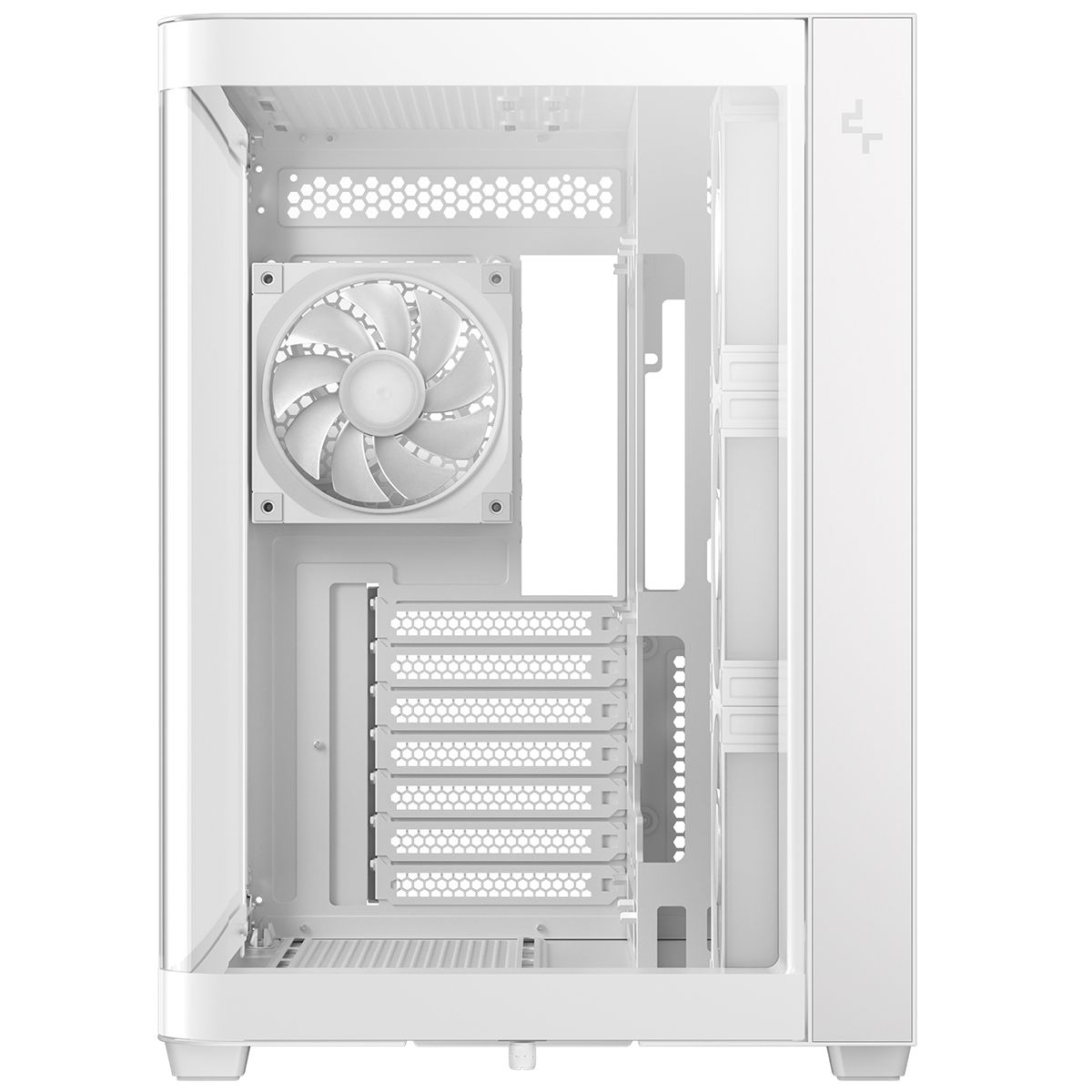 DeepCool CG530U 4F WH внутреннее устройство — слоты расширения, отсеки для накопителей, кабельный менеджмент
